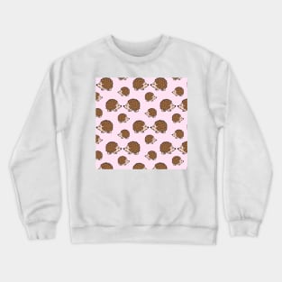 Cute little brown hedgehogs in pink love Crewneck Sweatshirt